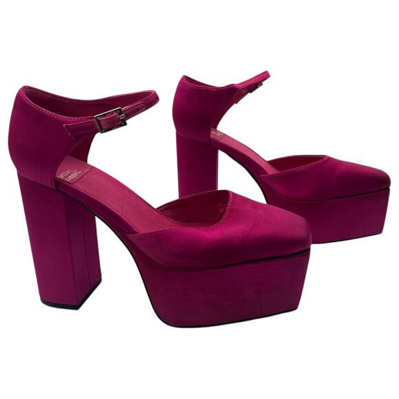 Jeffrey Campbell Over And Out Satin Heels Platform Pumps Shoes Pink Size 7.5 - Picture 1 of 8